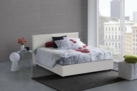 Letto matrimoniale Aurea, Letto contenitore con rivestimento in ecopelle, Made in Italy, Apertura frontale, adatto per materasso cm 140x190, Bianco