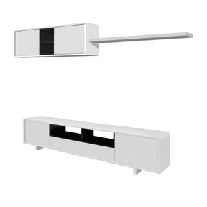 Parete attrezzata Hartford, Mobile da soggiorno porta TV, Composizione set salotto, Set salotto con pensile, cm 260x41h46, Rovere