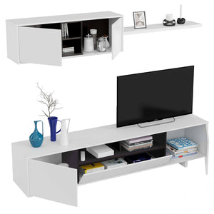 Parete attrezzata Hartford, Mobile da soggiorno porta TV, Composizione set salotto, Set salotto con pensile, cm 260x41h46, Rovere