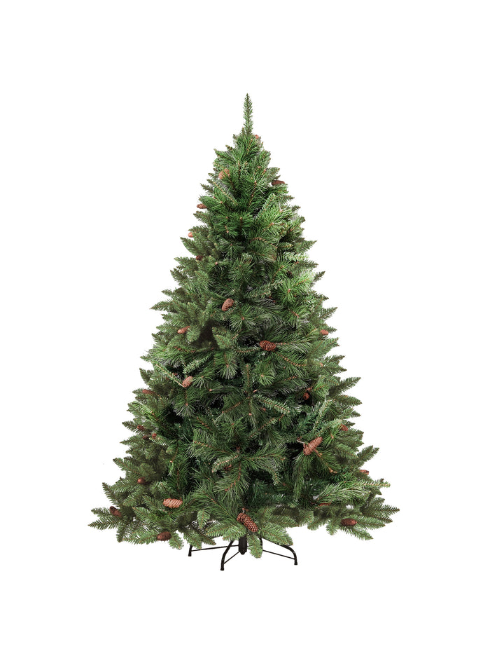 Albero di Natale Vienna, Albero artificiale extra folto, Albero effetto reale in PVC con Pigne incluse, 468 rami, Altezza cm 150