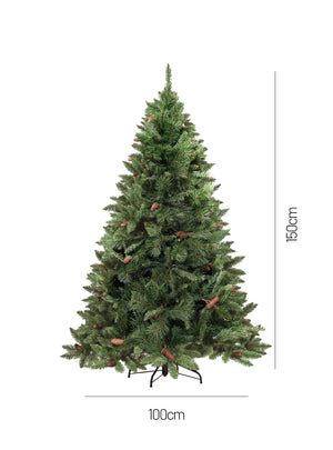 Albero di Natale Vienna, Albero artificiale extra folto, Albero effetto reale in PVC con Pigne incluse, 468 rami, Altezza cm 150