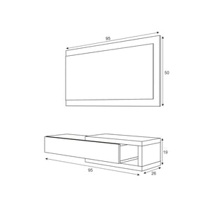 Mobile da ingresso Mcallen, Entratina con specchio, Mobile per atrio con cassetto, Svuotatasche per appartamenti, cm 95x26h69, Bianco e Cemento