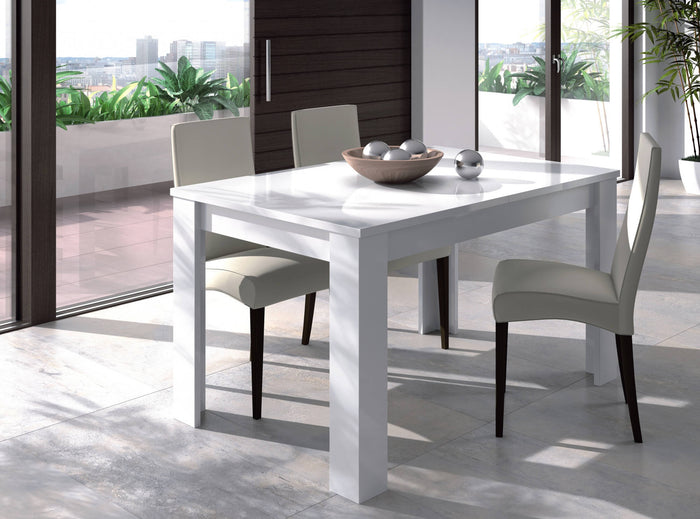 Tavolo allungabile Midland, Tavolo per sala da pranzo allungabile, Tavolo da pranzo estensibile con allunga, cm 140/190x90h78, Bianco