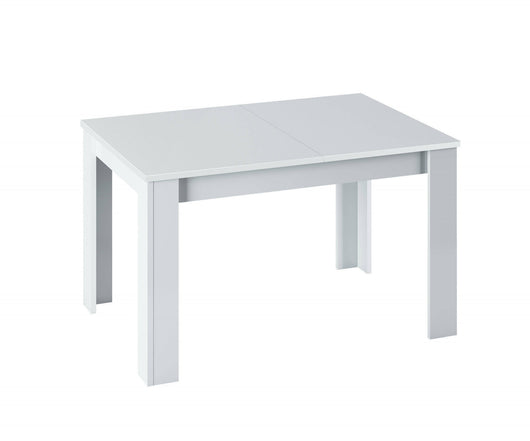 Tavolo allungabile Midland, Tavolo per sala da pranzo allungabile, Tavolo da pranzo estensibile con allunga, cm 140/190x90h78, Bianco