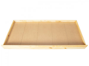 Cassetto con ruote estraibile per letto, in pino massello color naturale, Misure 199 x 94 x 22 cm