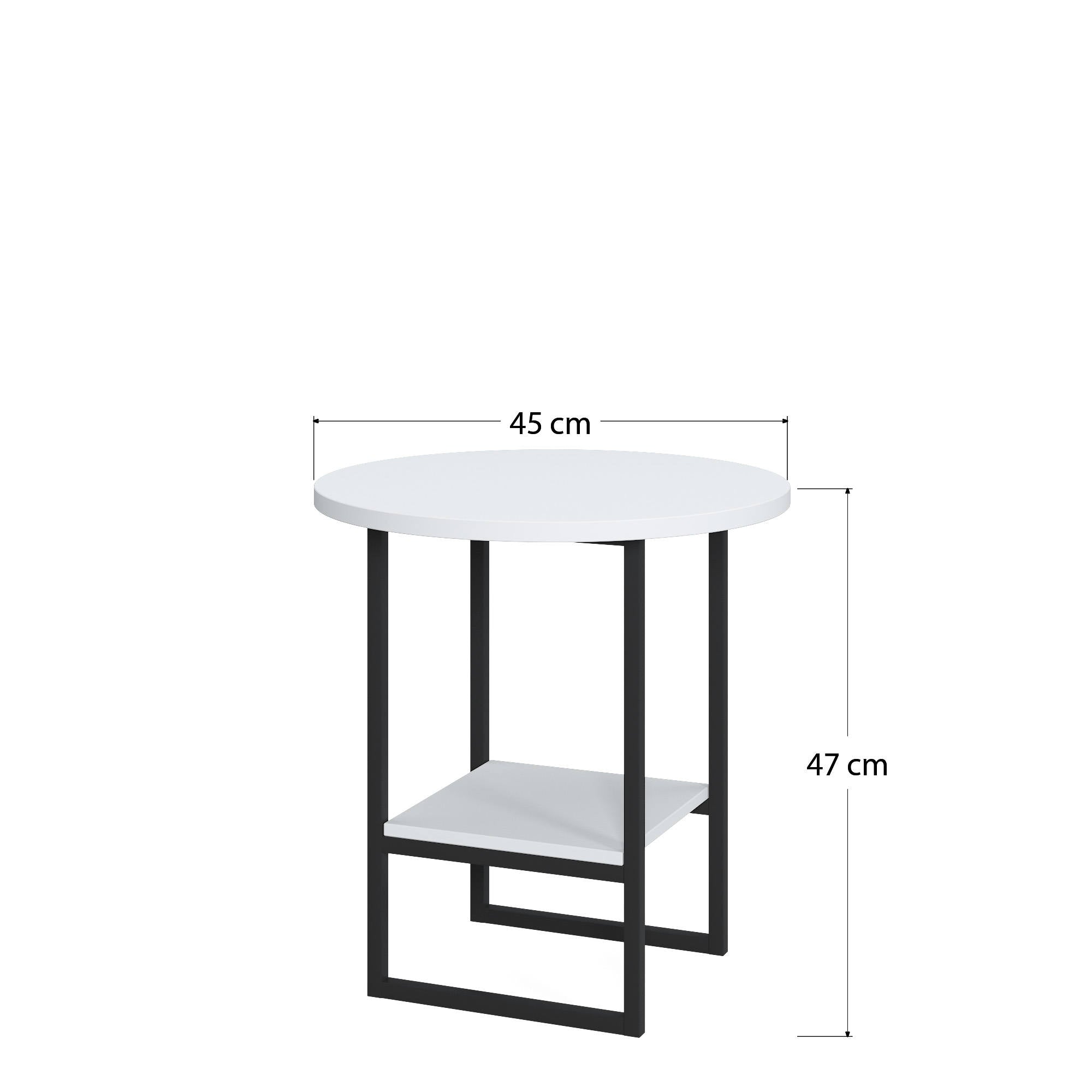 Tavolino con doppio ripiano, cm 45 x 45 x 47, colore bianco e antracite