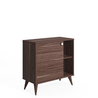 Credenza con un'anta battente e ripiani, cm 75 x 35 x 74, colore noce