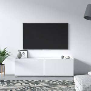 Mobile da soggiorno porta TV con due ante a ribalta, cm 119 x 35 x 37, colore bianco