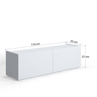 Mobile da soggiorno porta TV con due ante a ribalta, cm 119 x 35 x 37, colore bianco