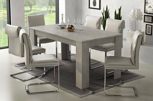 Tavolo allungabile Albatera, Tavolo da pranzo estensibile, Consolle multiuso con allunghe, Cm 160x88h75, Cemento