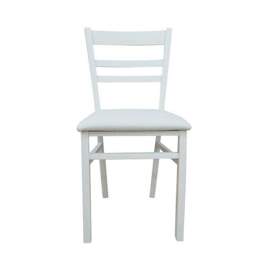 Sedia CiudadRodr, Sedia classica in legno con fondello in ecopelle , Ideale per sala da pranzo, cucina o salotto, Cm 41x43h86, Bianco, Singola