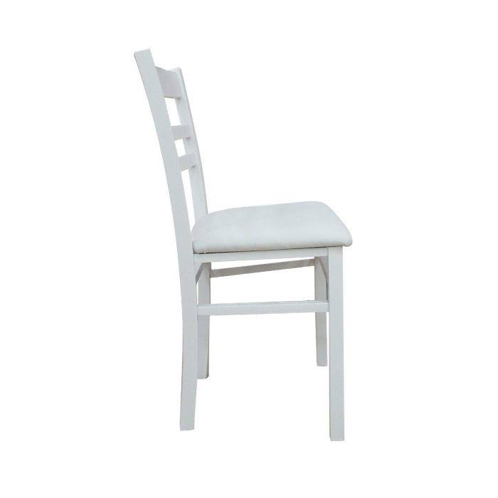 Sedia CiudadRodr, Sedia classica in legno con fondello in ecopelle , Ideale per sala da pranzo, cucina o salotto, Cm 41x43h86, Bianco, Singola