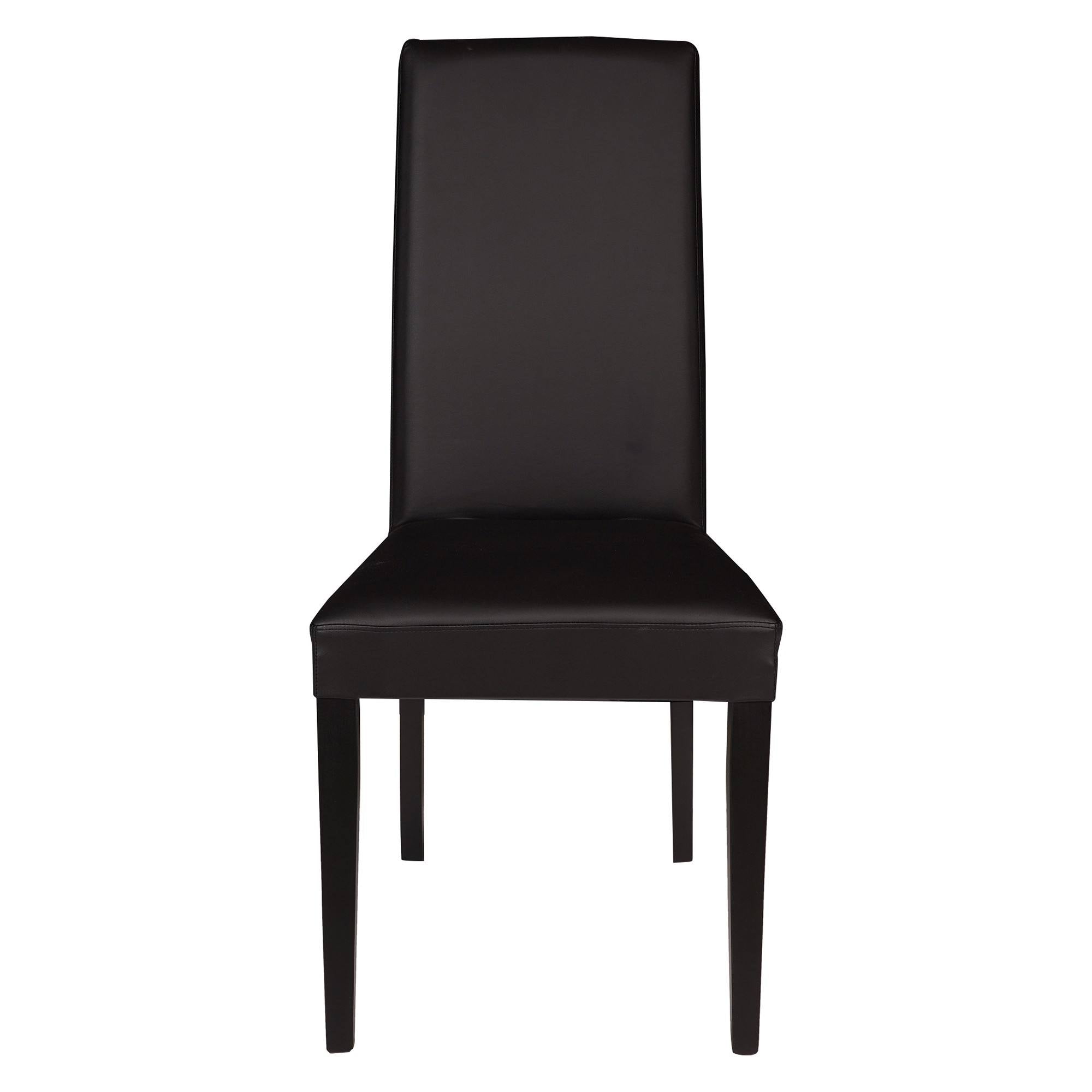 Sedia Coin, Sedia moderna in legno con rivestimento in ecopelle, Ideale per sala da pranzo, cucina o salotto, Cm 46x54h98, Nero