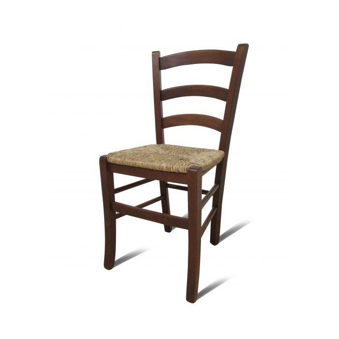 Sedia CastroUrd, Sedia classica in legno color Noce, Ideale per sala da pranzo, cucina o salotto, Made in Italy, Cm 44x45h87, con fondello in Paglia