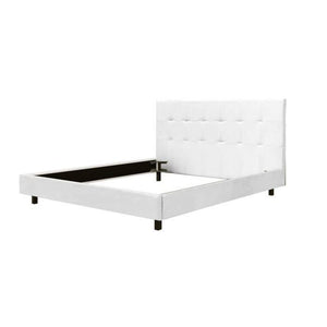 Letto matrimoniale Bailen, Struttura per letto in legno ed ecopelle, Made in Italy, adatto per materasso 160x190 Cm, Bianco