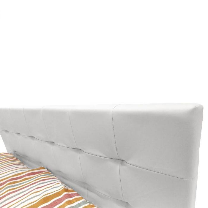 Letto matrimoniale Bailen, Struttura per letto in legno ed ecopelle, Made in Italy, adatto per materasso 160x190 Cm, Bianco