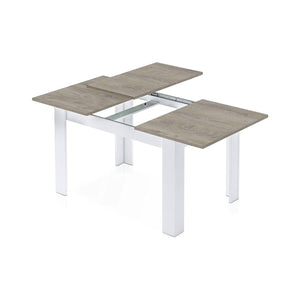 Tavolo allungabile Midland, Tavolo per sala da pranzo allungabile, Tavolo da pranzo estensibile con allunga, cm 140/190x90h78, Rovere Grigio e Bianco