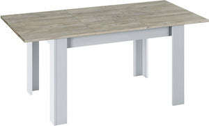 Tavolo allungabile Midland, Tavolo per sala da pranzo allungabile, Tavolo da pranzo estensibile con allunga, cm 140/190x90h78, Rovere Grigio e Bianco