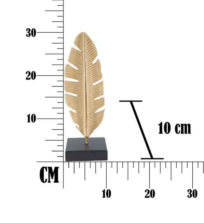 Pannello con piuma, Struttura in ferro, Colore oro, 10 x 30 x 10 cm