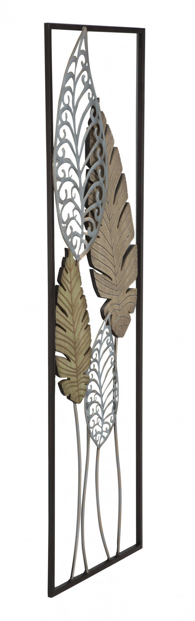 Pannello con foglie, Struttura in ferro, Colore oro, 2,5 x 99,5 x 30,5 cm