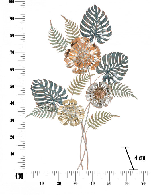 Decorazione da parete, Ferro, Con fantasia floreale, Misure: 66 x 4 x 98 cm