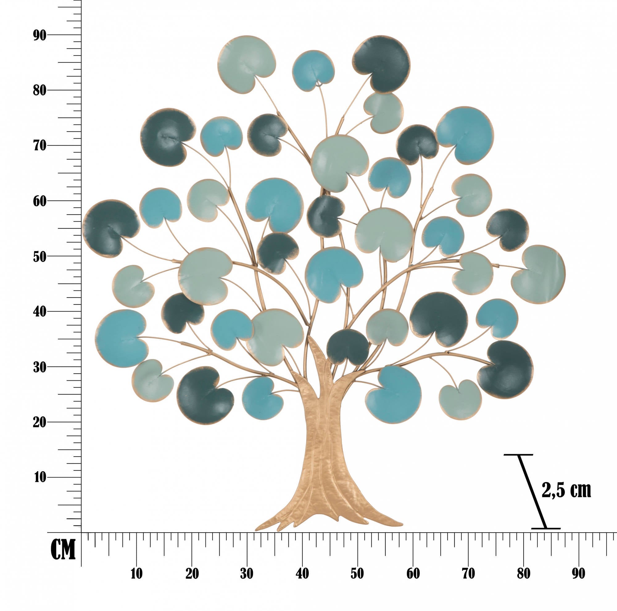 Decorazione da parete, Ferro, Colore Azzurro, Misure: 89 x 2,5 x 90 cm