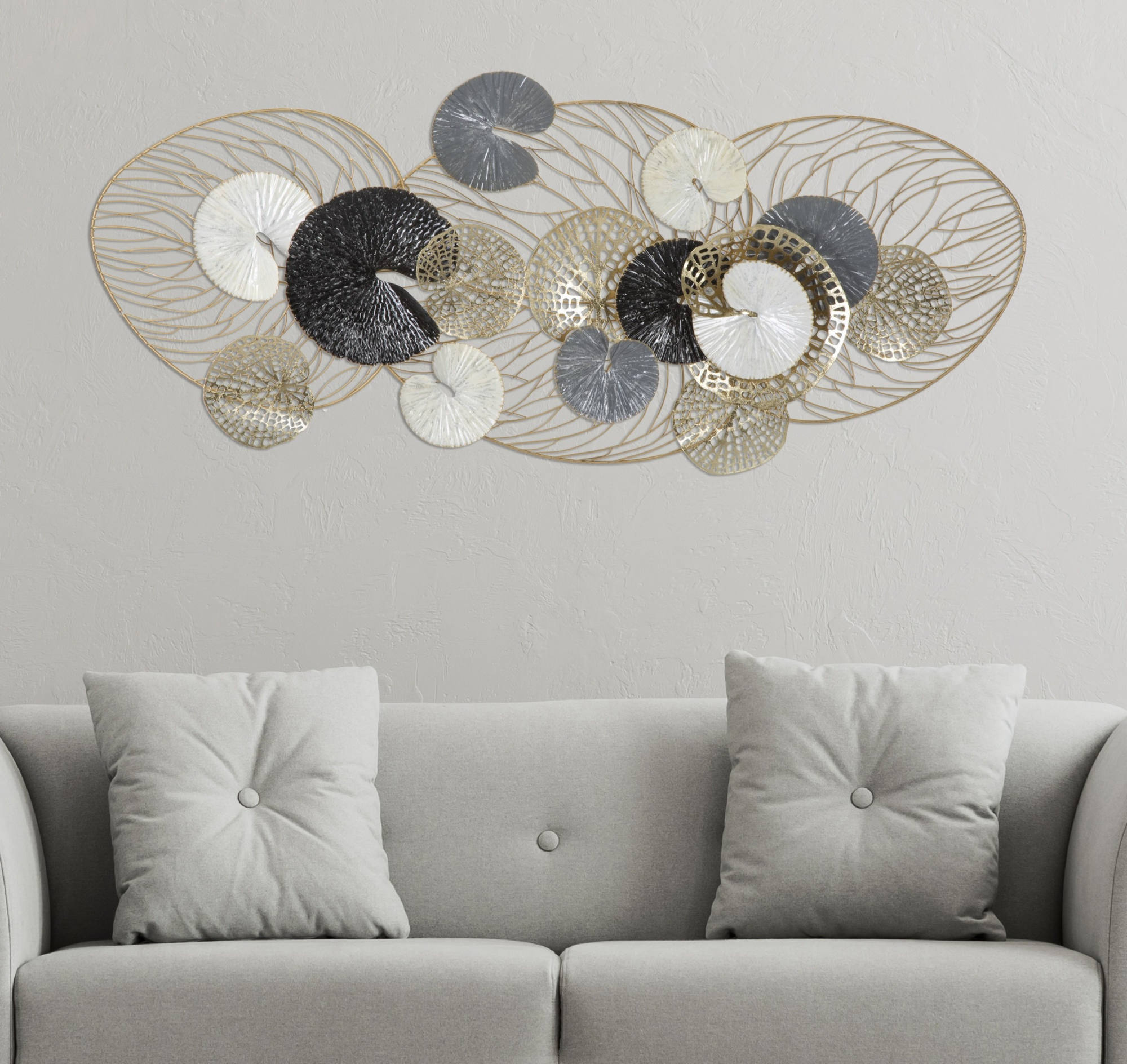 Decorazione da parete, Ferro, Con fantasia floreale, Misure: 125 x 9,5 x 55 cm