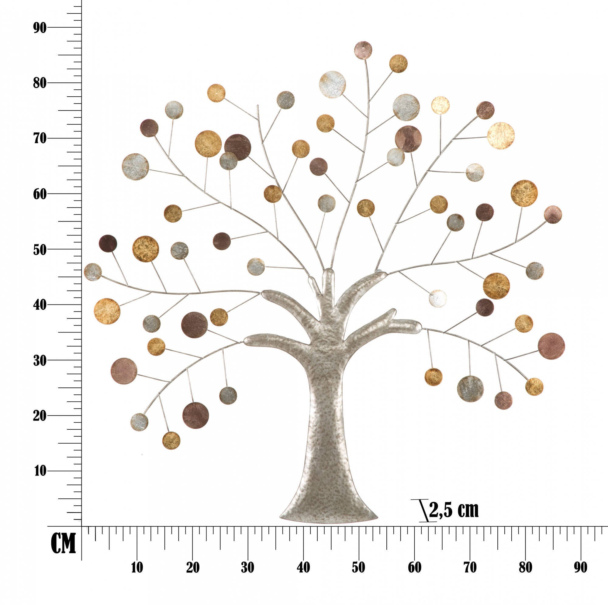 Decorazione da parete, Ferro, Con fantasia floreale, Misure: 88 x 2,5 x 88 cm