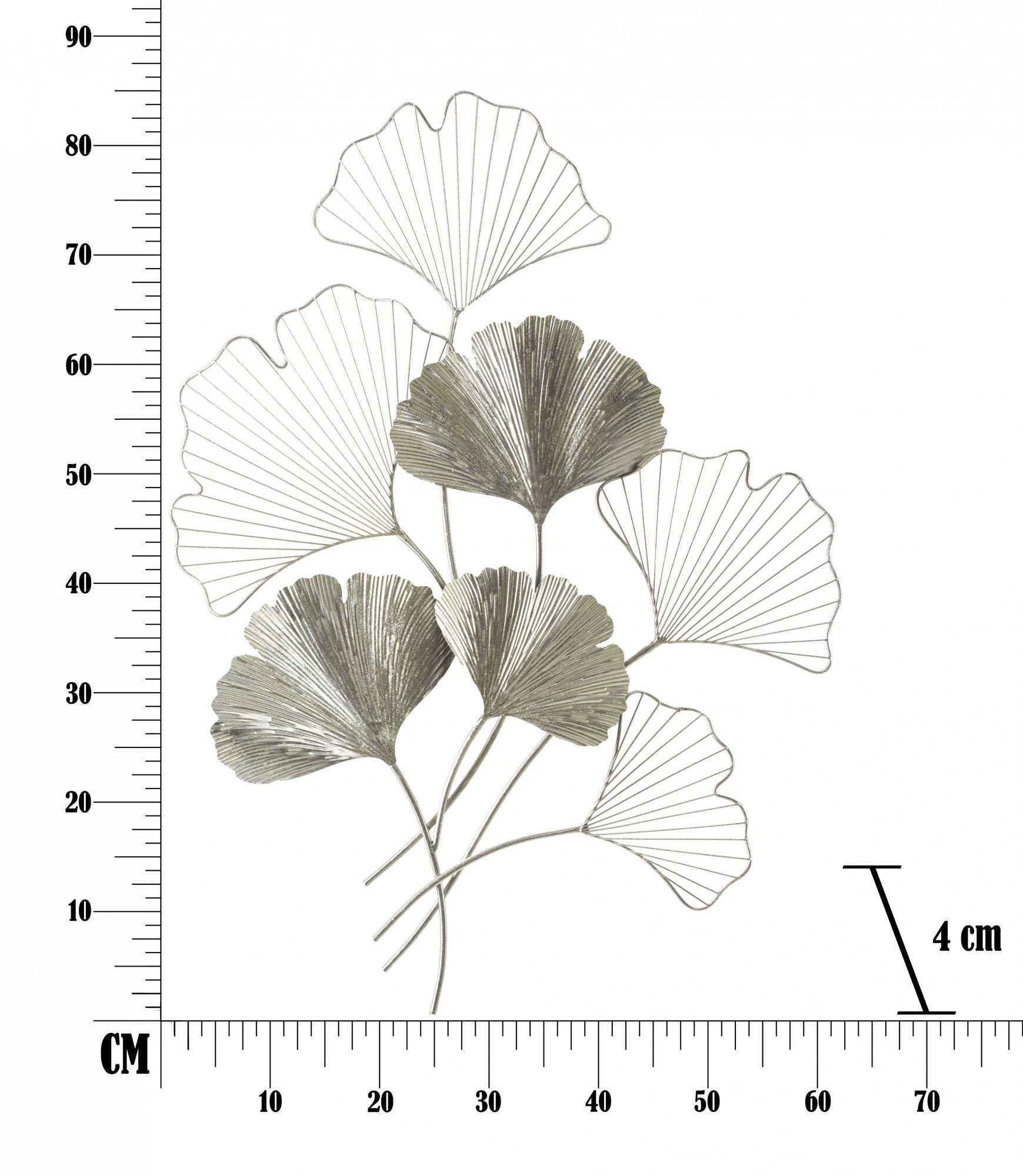 Decorazione da parete, Ferro, Colore Argento, Misure: 62 x 4 x 86 cm