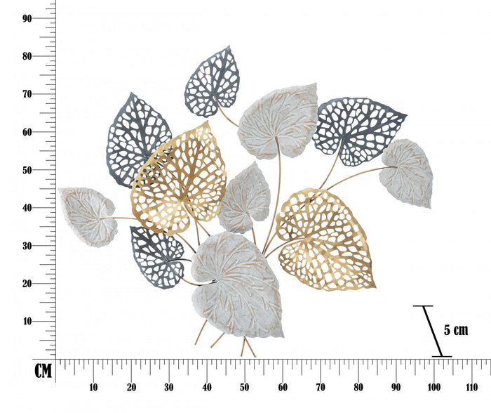 Decorazione da parete, Ferro, Con fantasia floreale, Misure: 100 x 5 x 80 cm