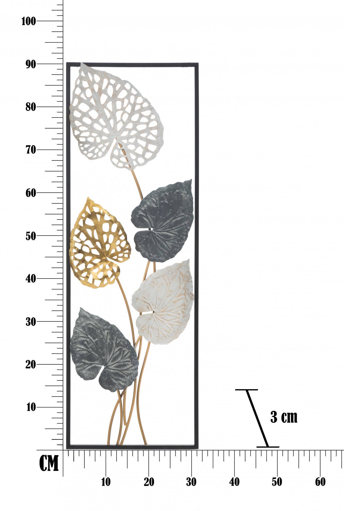 Decorazione da parete, Ferro, Con fantasia floreale, Misure: 31 x 3 x 90 cm