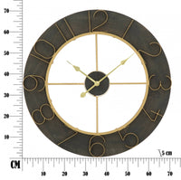 Orologio da parete in metallo vetro dalle linee geometriche, colore nero, Misure 5 x 70 x 70 cm