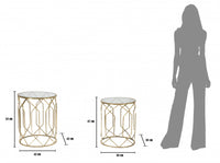 Coppia di Tavolini, Ferro e Vetro, Colore Oro, Misure: 42 x 42 x 53 cm