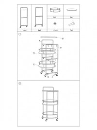 Carrello rotondo in metallo e legno, con 3 ripiani e pratiche rotelle, colore nero, Misure 41,5 x 82 x 40 cm