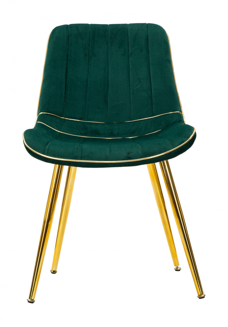 Set di 2 sedie, Legno Di Pino e Spugna e Metallo E Poliestere, Colore Verde, Misure: 51 x 59 x 79 cm