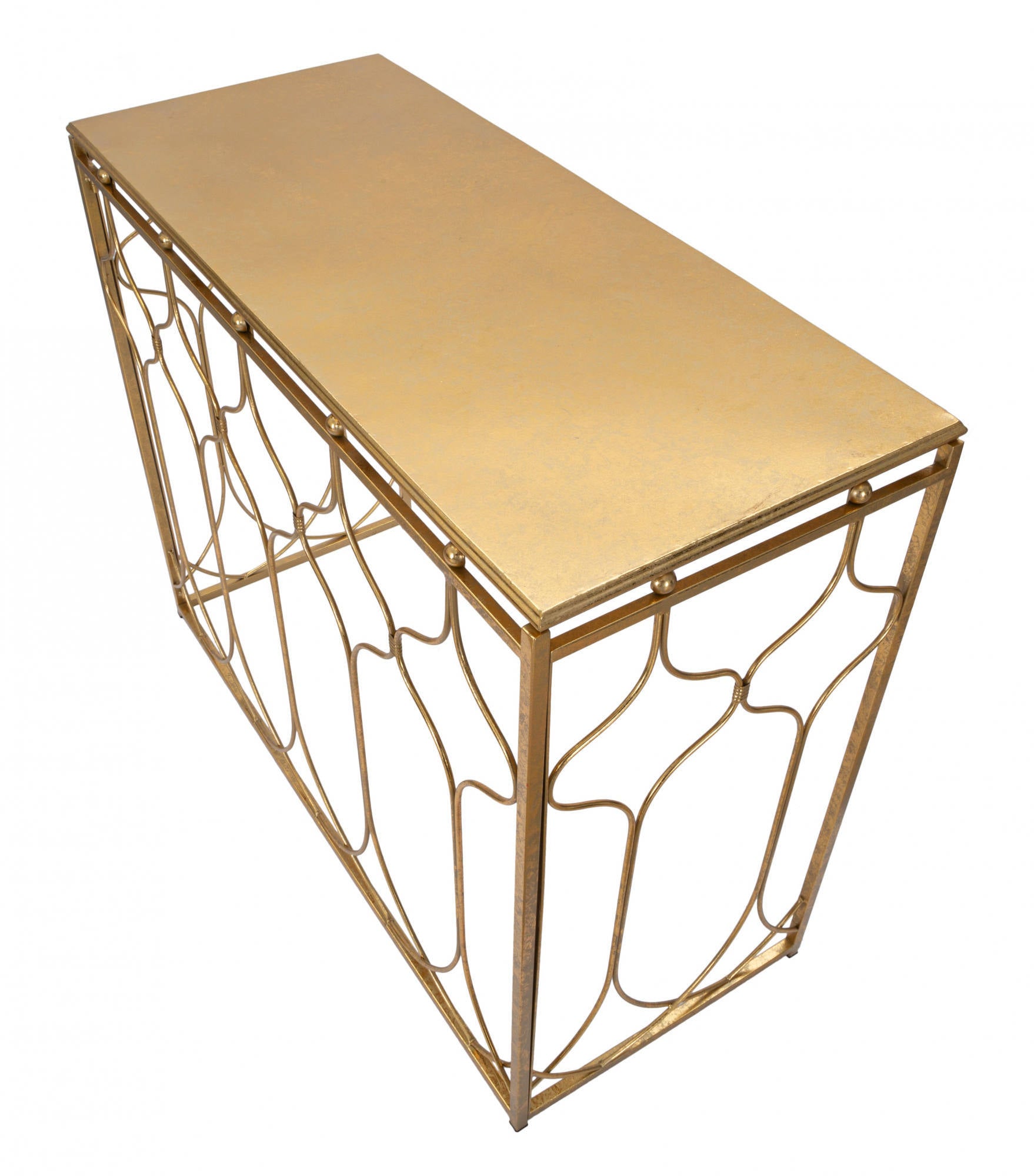 Console rettangolare, in metallo dorato, colore oro, Misure 41 x 78 x 96,5 cm