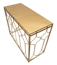 Console rettangolare, in metallo dorato, colore oro, Misure 41 x 78 x 96,5 cm