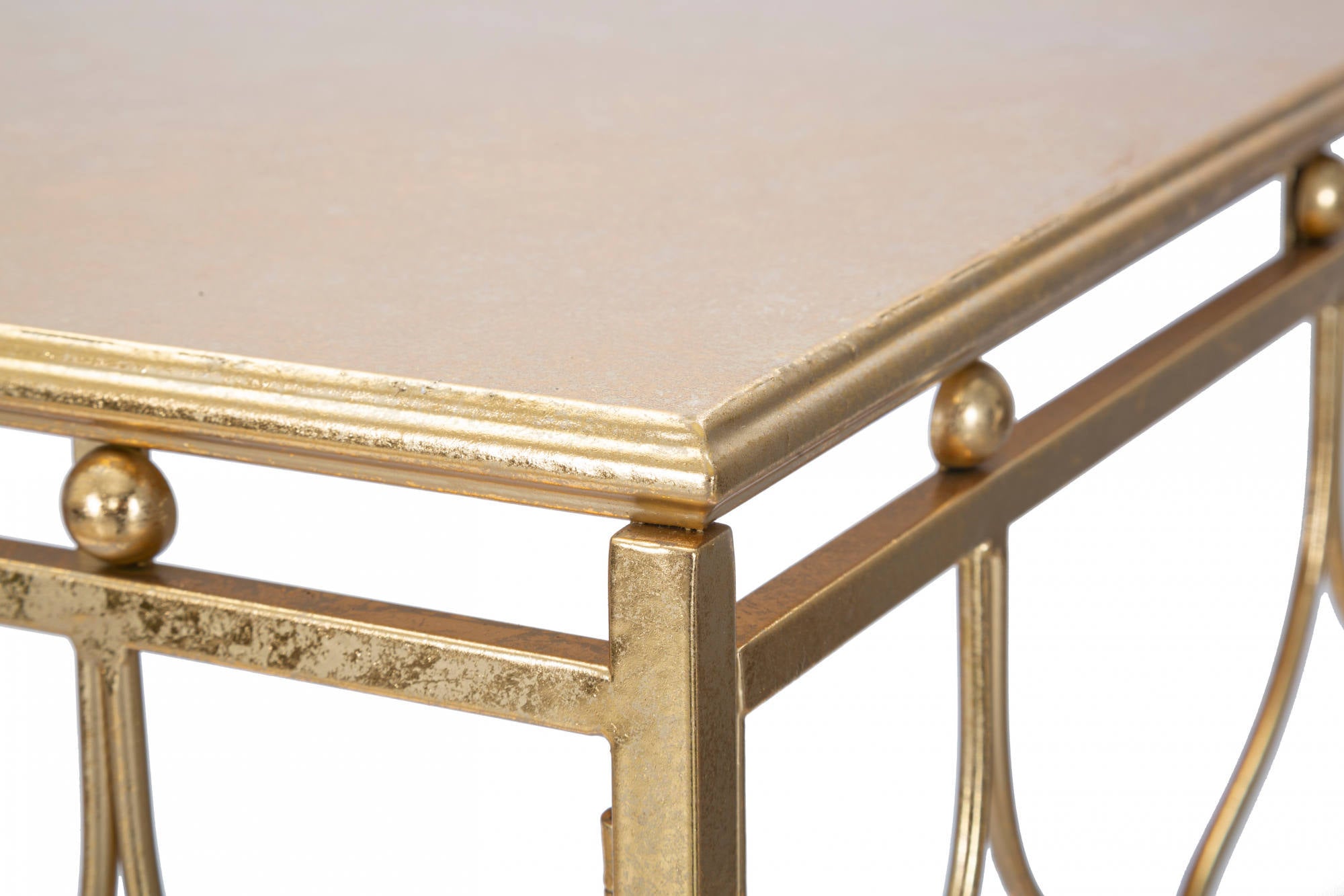 Console rettangolare, in metallo dorato, colore oro, Misure 41 x 78 x 96,5 cm