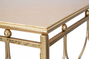 Console rettangolare, in metallo dorato, colore oro, Misure 41 x 78 x 96,5 cm