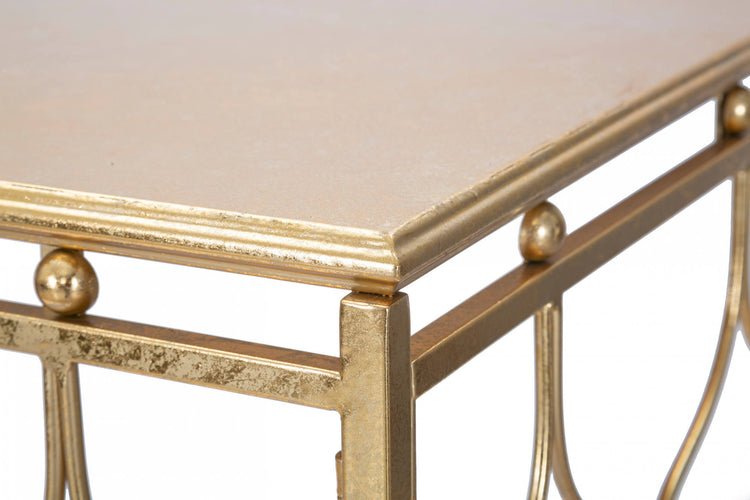 Console rettangolare, in metallo dorato, colore oro, Misure 41 x 78 x 96,5 cm