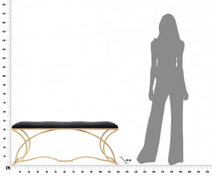 Panca imbottita, Ferro e Specchio, Colore Oro, Misure: 120 x 40 x 45 cm