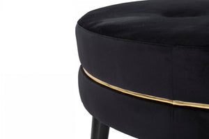 Pouf elegante, in legno di pino, rivestimento in tessuto imbottito, colore nero, Misure 90 x 46 x 90 cm