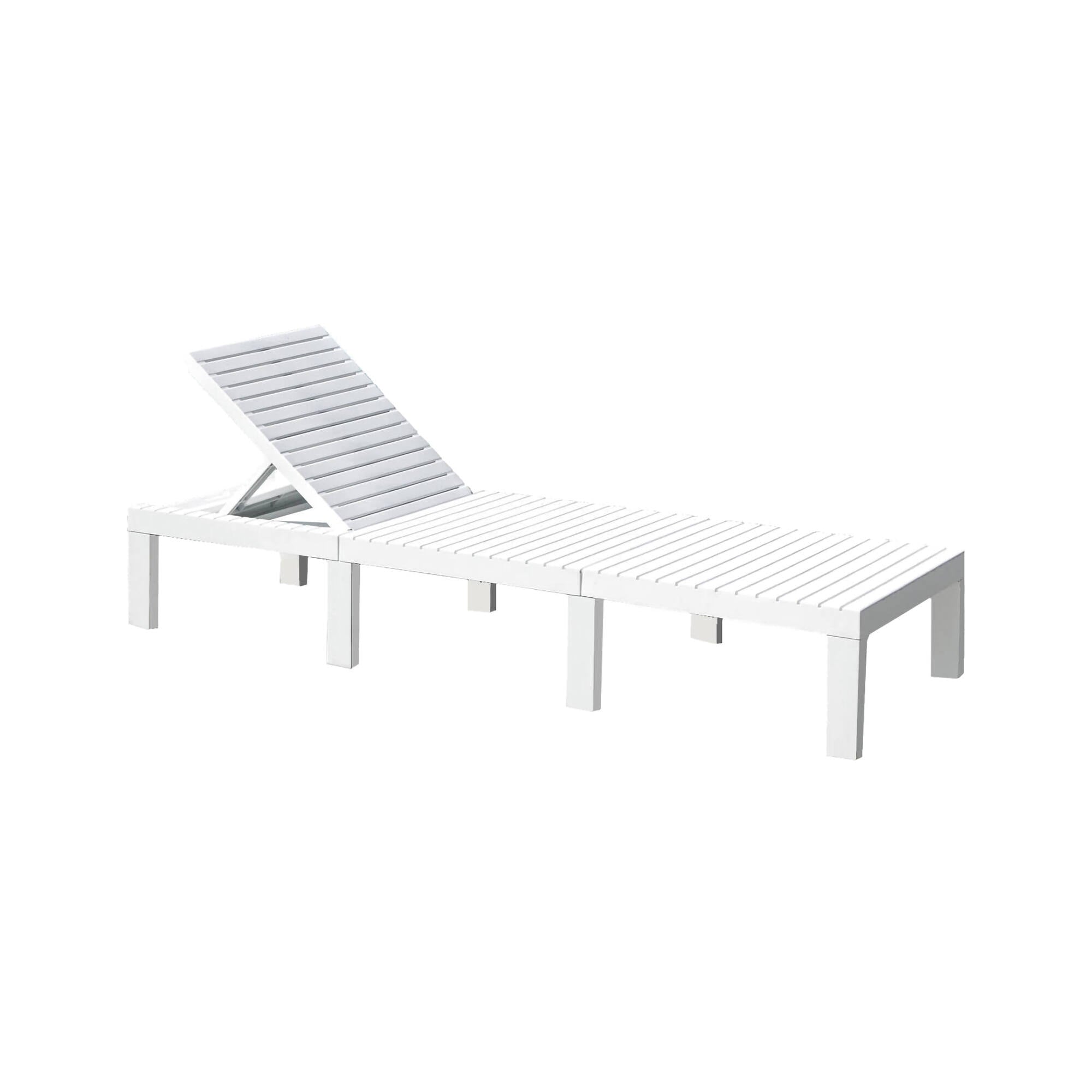 Lettino prendisole Caserta, Sdraio da giardino regolabile, Lettino da esterno, 100 % Made in Italy, Cm 195x65h78, Bianco