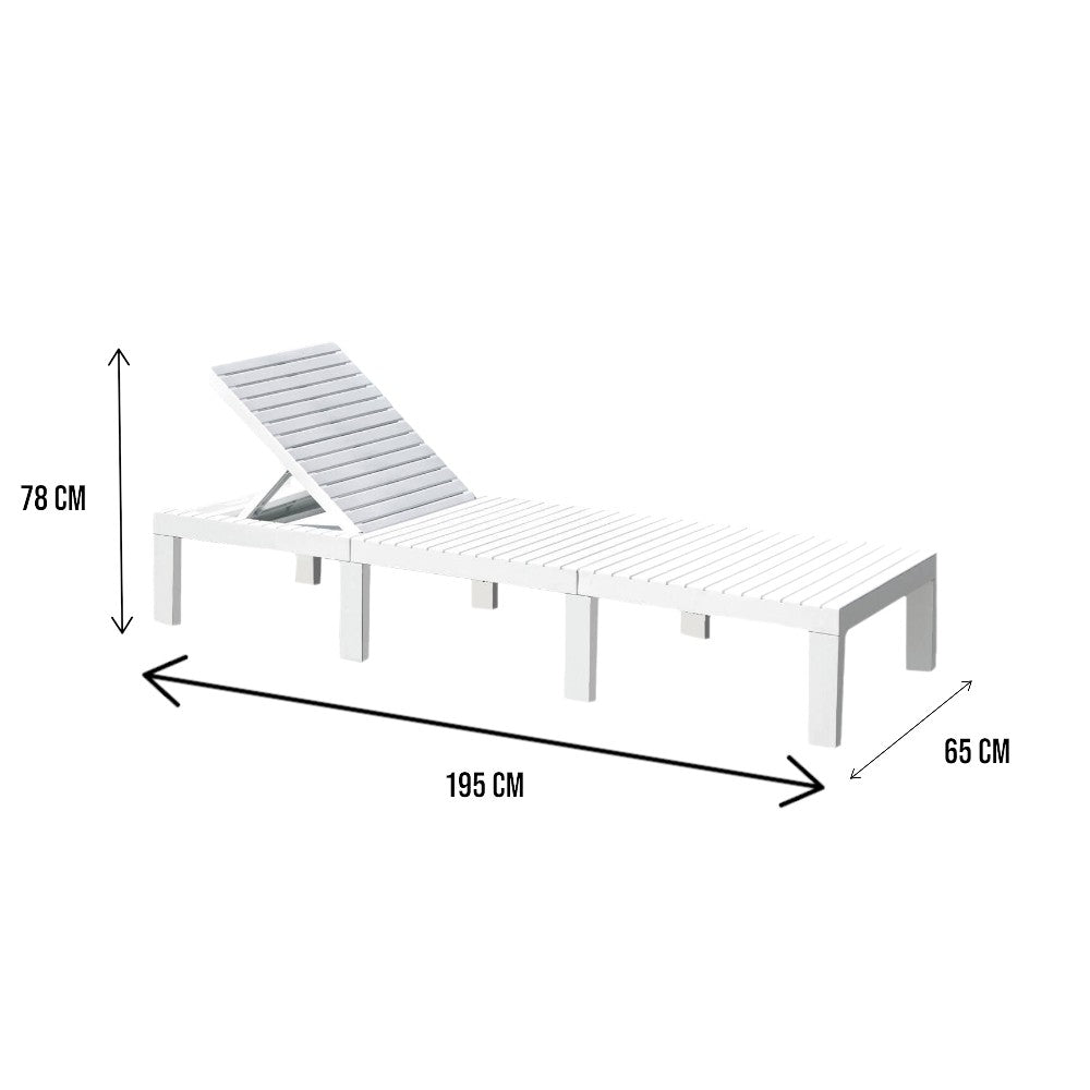 Lettino prendisole Caserta, Sdraio da giardino regolabile, Lettino da esterno, 100 % Made in Italy, Cm 195x65h78, Bianco