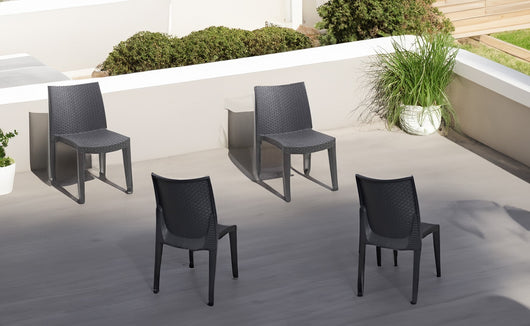 Sedia da esterno Ravenna, Seduta da giardino, Sedia per tavolo da pranzo, Poltrona outdoor effetto rattan, 100 % Made in Italy, Set da 4, Cm 48x55h86, Antracite