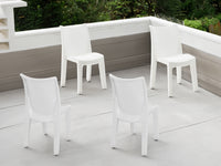 Sedia da esterno Ravenna, Seduta da giardino, Sedia per tavolo da pranzo, Poltrona outdoor effetto rattan, 100 % Made in Italy, Set da 4, Cm 48x55h86, Bianco