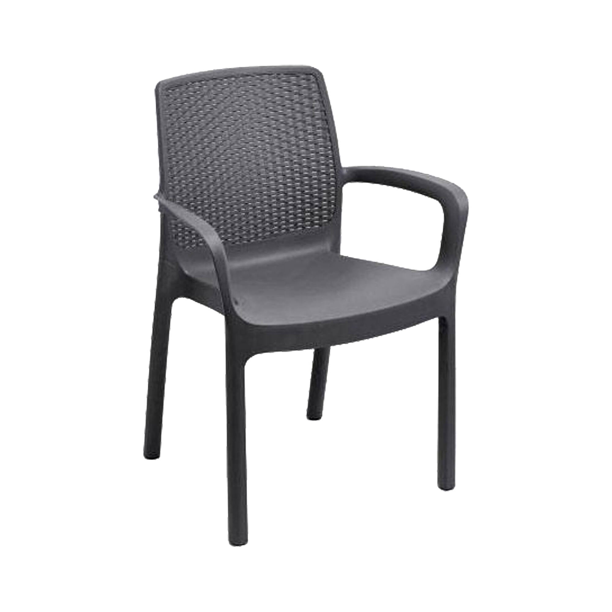 Sedia da esterno Viterbo, Seduta da giardino, Sedia per tavolo da pranzo, Poltrona outdoor effetto rattan, 100 % Made in Italy, Set da 4, Cm 54x60h82, Antracite