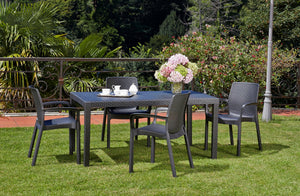 Sedia da esterno Viterbo, Seduta da giardino, Sedia per tavolo da pranzo, Poltrona outdoor effetto rattan, 100 % Made in Italy, Set da 4, Cm 54x60h82, Antracite