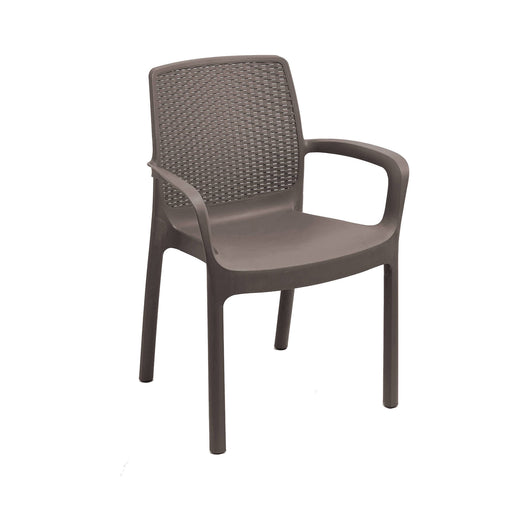 Sedia da esterno Viterbo, Seduta da giardino, Sedia per tavolo da pranzo, Poltrona outdoor effetto rattan, 100 % Made in Italy,Set da 4, Cm 54x60h82, Marrone