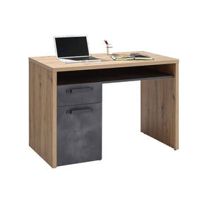 Scrivania stile industrial per ufficio e studio, Tavolo da computer, Scrittoio per lavoro, Made in Italy, cm 110x60h76, colore Rovere e Antracite